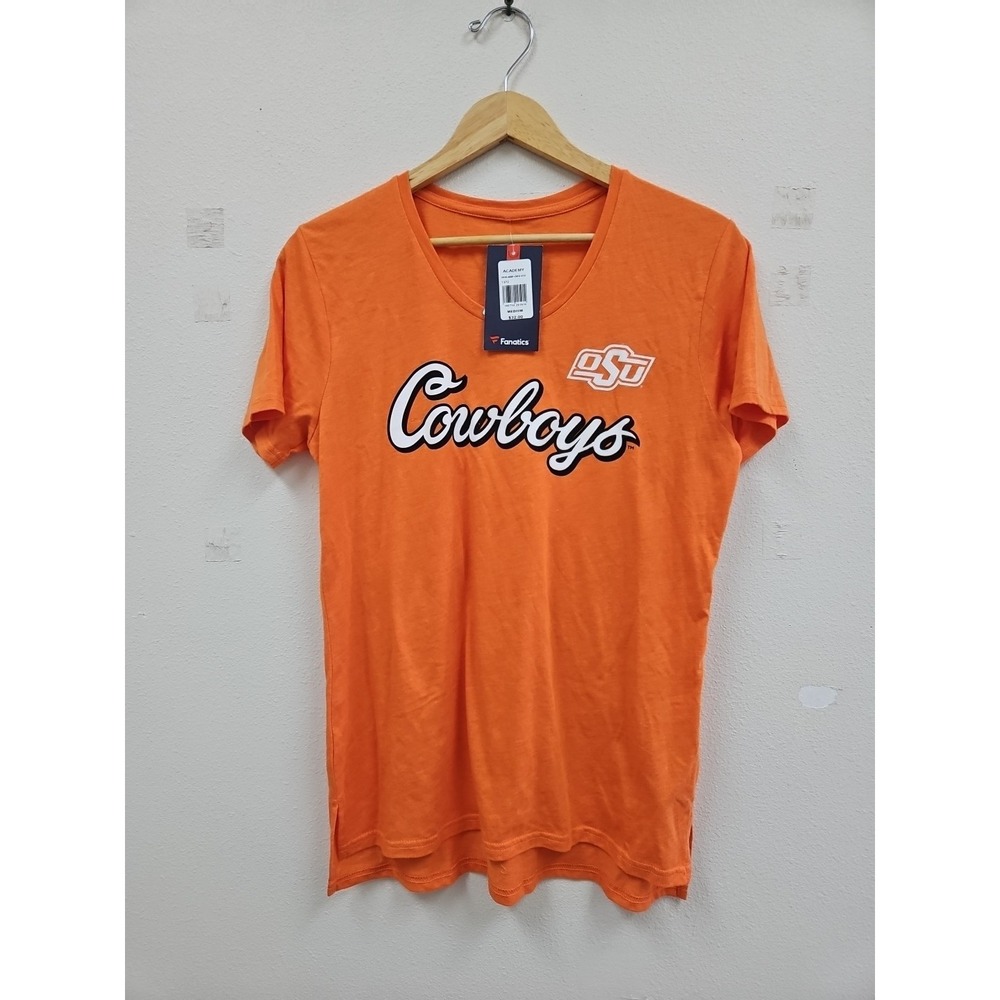 Oklahoma State University Top Womens Medium Orange Fanatics Shirt Short Sleeve